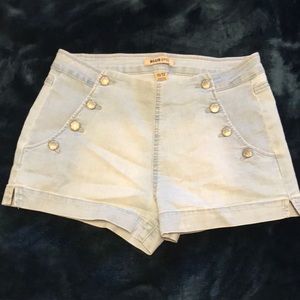 Light wash jean shorts